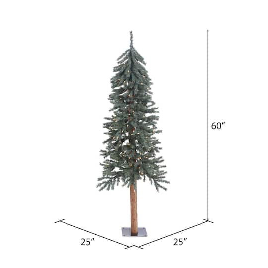 5ft. Pre-Lit Natural Bark Alpine Artificial Christmas Tree, Warm White LED Lights